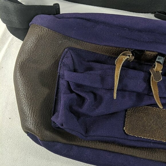 Vintage Fastpak Made in USA Purple Fanny pack Belt Bag Leather Brown Fannypack - Picture 4 of 12